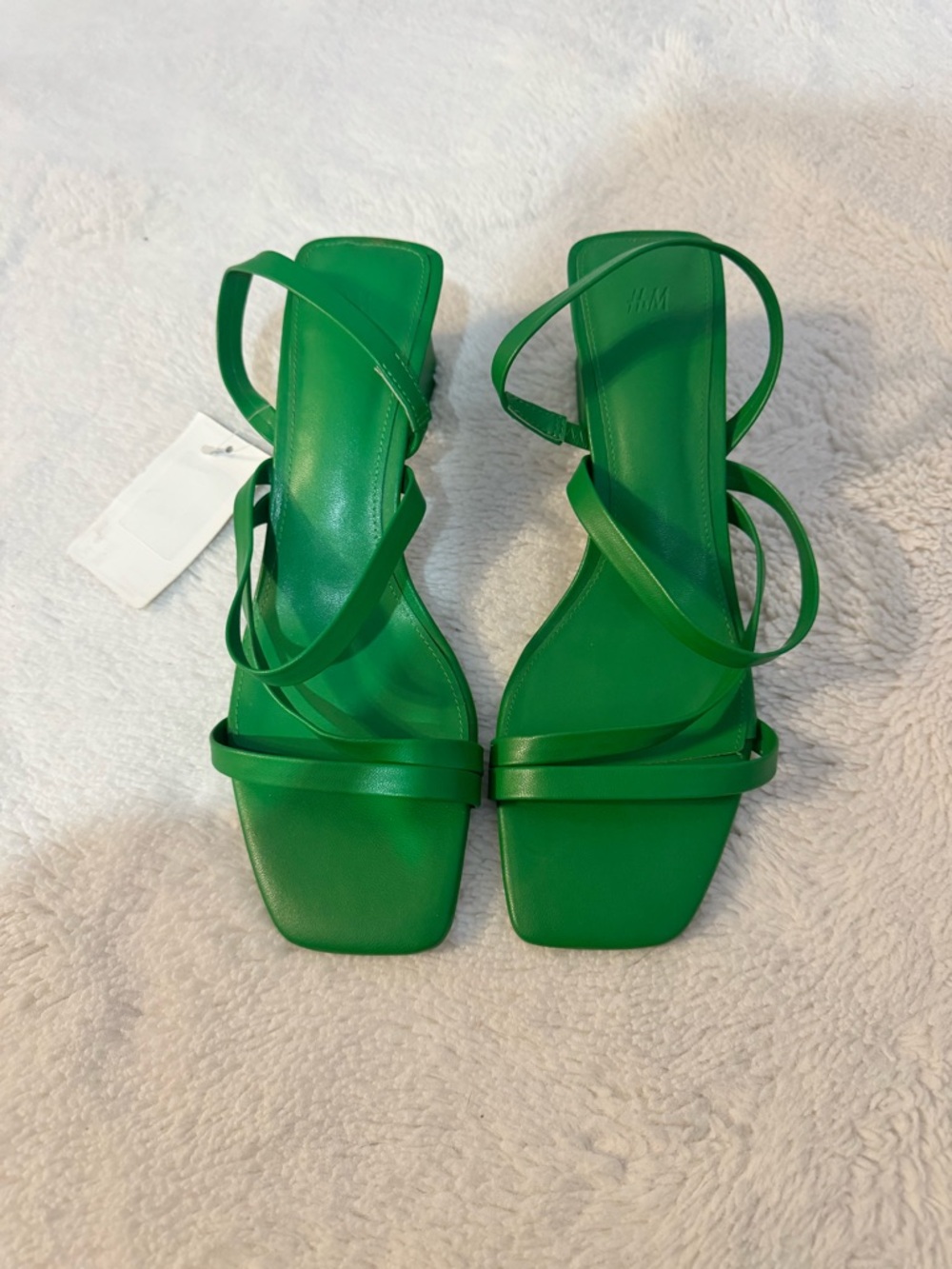 H&M Bright Green Strappy Square-Toe Sandals